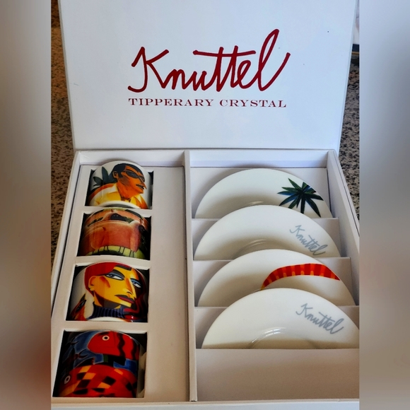 Knuttel Tipperary Crystal 4 set Espresso Cup + saucer - Picture 1 of 3